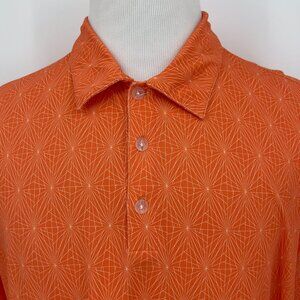 Nike Golf Mens Orange Polo Shirt 2XL Dri-FIT Polyester Spandex Geometric Pattern
